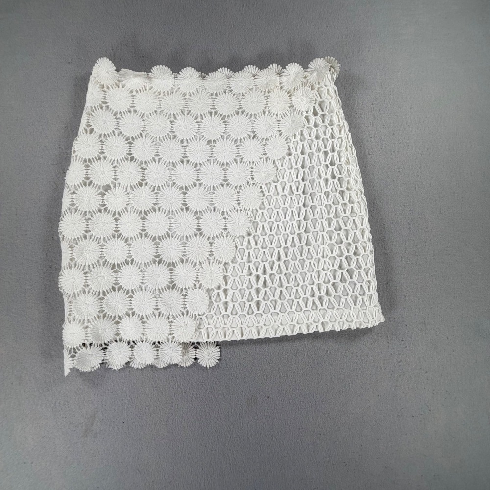 Topshop White Daisy Lace Mini Skirt Women Size 8 Floral Boho Summer Festival